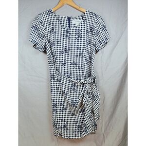 Vintage S.Roberts 1980s Shepherds check plaid floral front tie mini dress 5/6